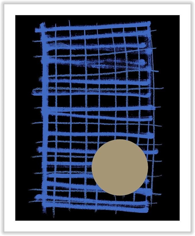 Monem Art Blue Grid Abstract Geometric Print - Modern Minimalist Art Poster - Wall Decor for Living Room, Bedroom or Office - 30x40 ROLLED CANVAS Wall Art by Mareike Bohmer