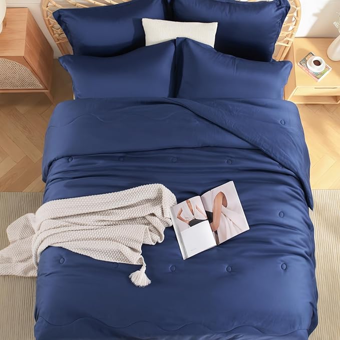 NEXHOME PRO 100% Viscose Derived from Bamboo Comforter Queen Size - Cooling & Moisture-Wicking Bedding - All Season Lightweight Design - Natural Organic Queen Duvet Insert