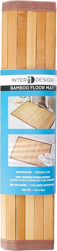 iDesign Formbu Bamboo Floor Mat Non-Skid, Water-Resistant Runner Rug for Bathroom, Kitchen, Entryway, Hallway, Office, Mudroom, Vanity, 17" x 24", Natural Beige,81132