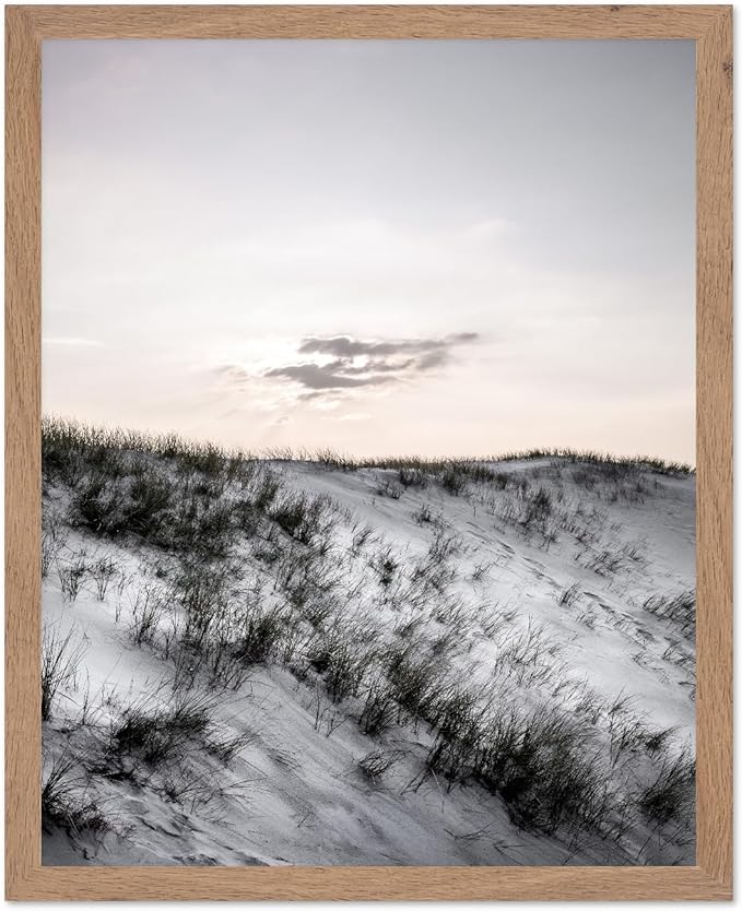 Monem Art Snowy Sand Dunes Landscape Print - Minimalist Winter Nature Poster - Wall Decor for Living Room, Bedroom or Office - 12x16 Beige Framed Wall Art by Mareike Bohmer