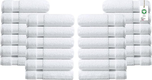 100% Organic Cotton Towels 650 GSM Plush Feather Touch Quick Dry Hand Towel, Pack of 24 GOTS Certified, Oeko-Tex Green Certified, Organic Cotton Hand Towel, 20"X30"