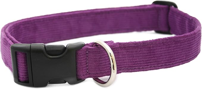 Hemp Corduroy Dog Collar - No Pattern (1" Extra Large, Plum)