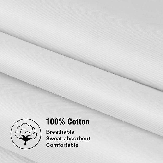 Xornis 2 Pack 100% Cotton Bib Aprons with 2 Pockets Kitchen Cooking, White