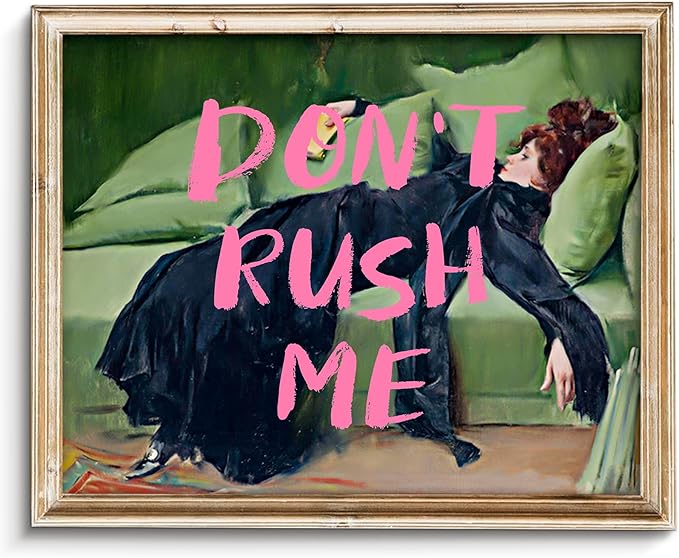Vodefoad Don't Rush Me Altered Art Portrait, Girly Wall Art, Trendy Gallery Wall Print, Pink Graffiti Poster, Vintage Painting, Women Wall Artwork Maximalist Decor for Bedroom Bathroom Decor - 8x10Inch Unframe