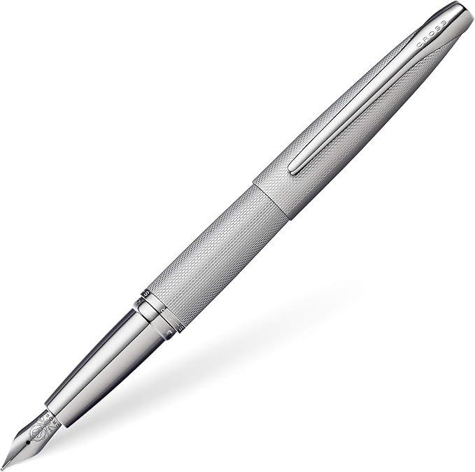 Cross ATX Sandblasted Refillable Fountain Pen, Medium Nib, Includes Premium Gift Box - Titanium Grey