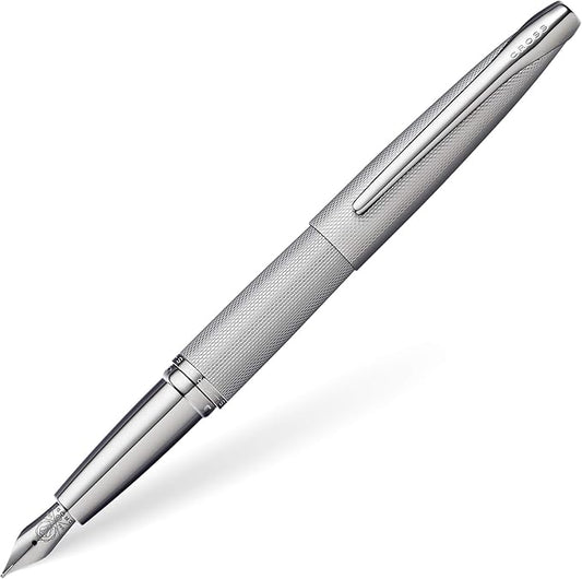 Cross ATX Sandblasted Refillable Fountain Pen, Medium Nib, Includes Premium Gift Box - Titanium Grey