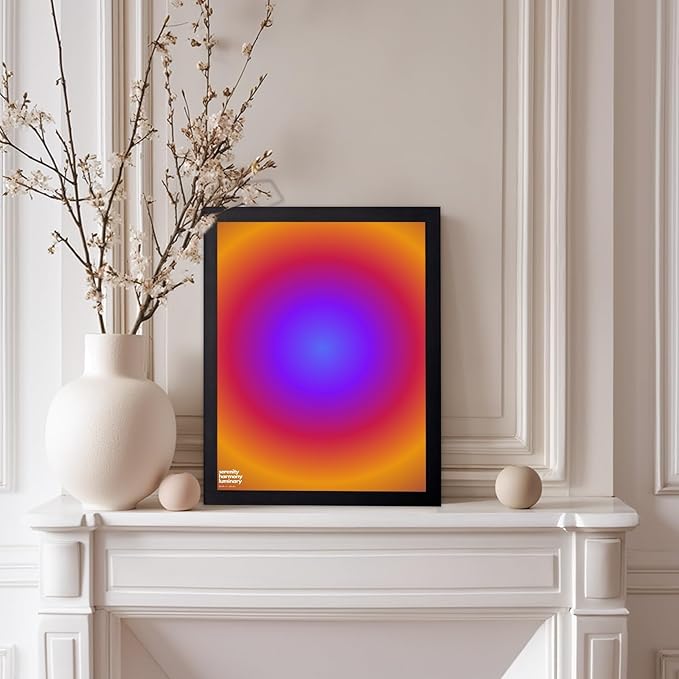 Monem Art Radiant Infinity Circle Gradient Print - Modern Abstract Color Field Poster - Wall Decor for Living Room, Bedroom or Office - 12x16 Black Framed Wall Art by Rs Lab Studio