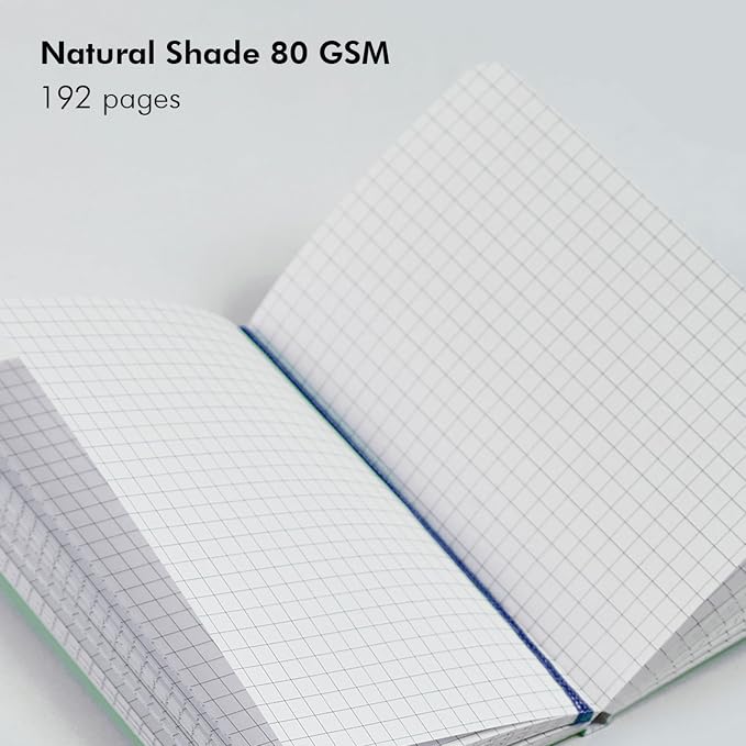 myPAPERCLIP Executive Series A5 Checks/Square Grid Notebook | 192 Pages, 80 GSM, Soft Cover, A5 (5.83 x 8.27 in) | Flat Lay | Bookmark, Elastic Closure & Back Pocket | Blue