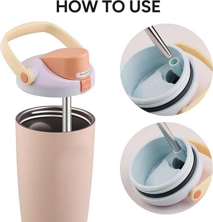 Metal Straw Replacement Compatible with Owala FreeSip Sway 30oz Bottles, 4 Reusable Stainless Steel Straws & 2 Cleaning Brushes, 8.27" for Smooth Drinking