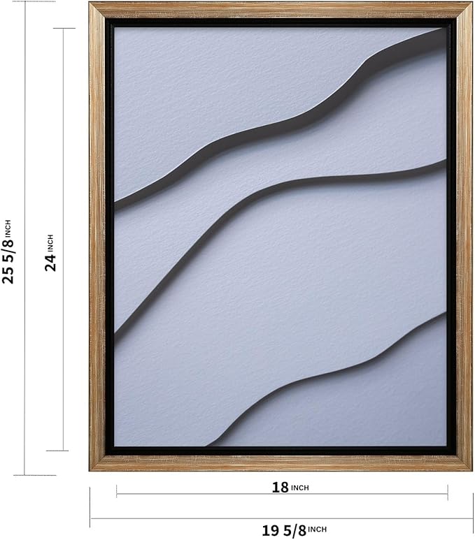 Monem Art Minimalist White Paper Waves Print - Abstract Scandinavian Texture Poster - Wall Decor for Living Room, Bedroom or Office - 18x24 Silver Framed CANVAS Wall Art by Mareike Bohmer