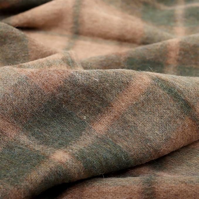 Superfine Alpaca Wool Throw Blanket - Lightweight Alpaca Merino Wool Throw Blankets | Soft Peruvian Alpaca Blanket Wool Blanket Scottish Design 72" x 60" (Apple Green/Beige)