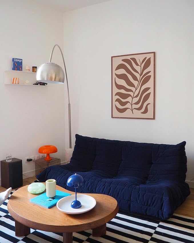 Abstract Organic Leaf Silhouette Wall Art Botanical Shapes Earth Tones Terracotta Mid Century Modern 24x36 Inch Oak Wood Walnut Framed Minimalist Print for Bedroom Decor