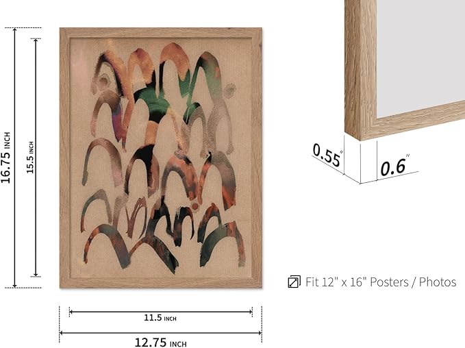 Monem Art Abstract Arch Mark Making Painting Print - Contemporary Peach and Mocha Art Poster - Wall Decor for Living Room, Bedroom or Office - 12x16 Beige Framed Wall Art by Renee Stramel