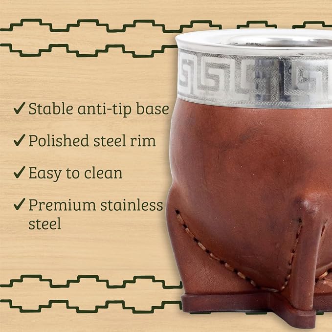Mate Imperial – Yerba Mate Cup and Bombilla Set | Handmade Argentina Mate Gourd | Stainless Steel Mate Mug for Tea Lovers | Unique Cultural Gift (CUSCO, WINE)