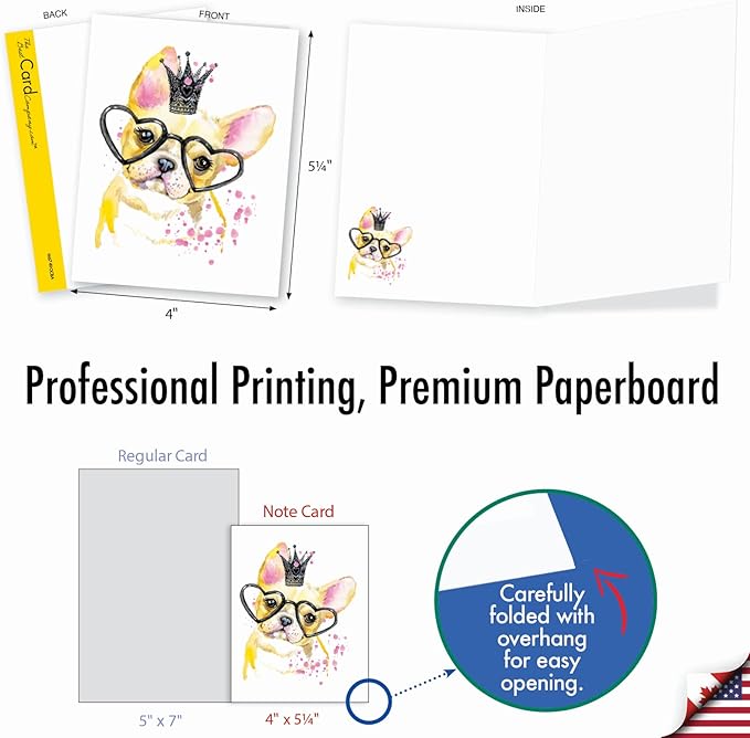 The Best Card Company Assorted Wildlife Watercolor Blank Card Box Set - Incl. 10 Animal Designs Notecards + Envelopes for Thank You, Invitations, More - Funky Colorful Creatures AM6749OCB-B1x10-NB