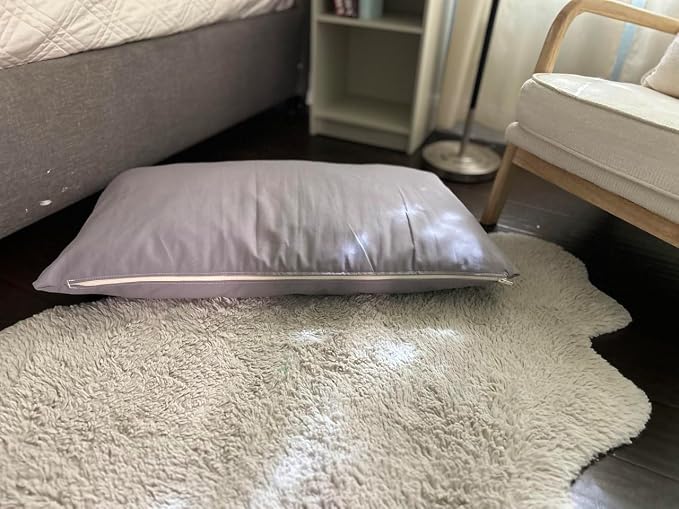 Natural Cotton Canvas Dog Bed – Raw Cotton Filled Pet Cushion Insert, Breathable Eco-Friendly Dog Mattress, Durable Washable Cover with Zipper (Blue Gray, Large 48"x30"x5")