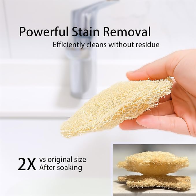 Natural Loofah Body Scrubber 3-Pack, Plant-Based Exfoliating Shower Sponge Luffa for Men & Women, Eco-Friendly & Dye-Free, Fits All Hand Sizes[Must SOAK to Soften]