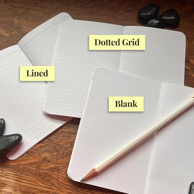 New Leaf Green Notes™ Memo Books, Sustainably Designed, 100% Recycled Paper, Chestnut Redwood and Ash Embossed Covers, Blank Lined and Dotted Page Mixed Pack, 3.5" x 5.5", 3 Books Per Pack