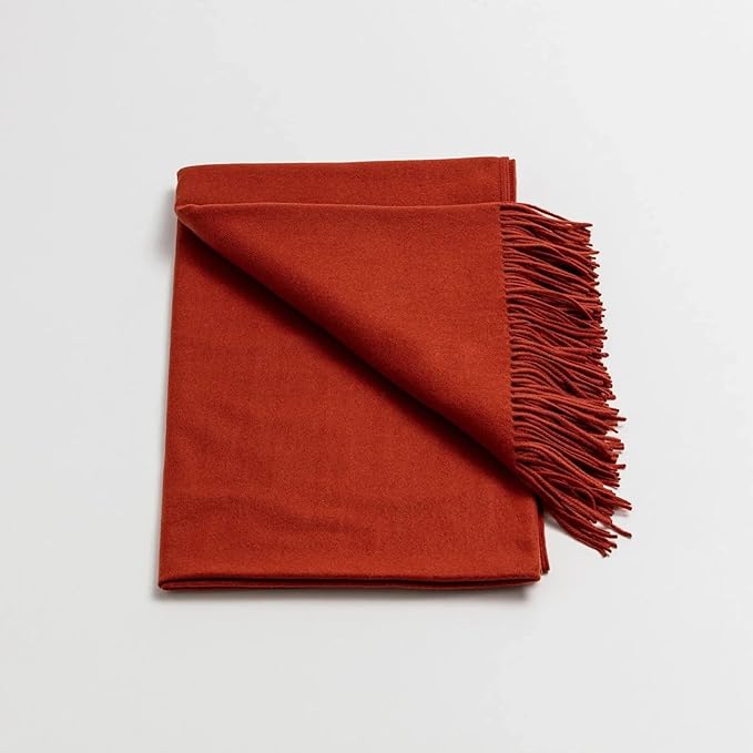 Lincove Pure Cashmere-Merino Wool Blanket - Warm & Soft Throw Blanket - 74"x55" Comfortable and Cozy Throw Blankets for Couch, Sofa, or Chair - Lightweight and Classic Throws - Rustic