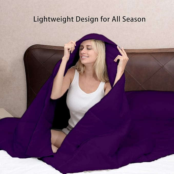 All Season Hypoallergenic Luxurious Down Alternative Cotton Comforter, Ultra-Soft 750 Fill-Power Oversized Queen Size Measures 98" x 98", Purple