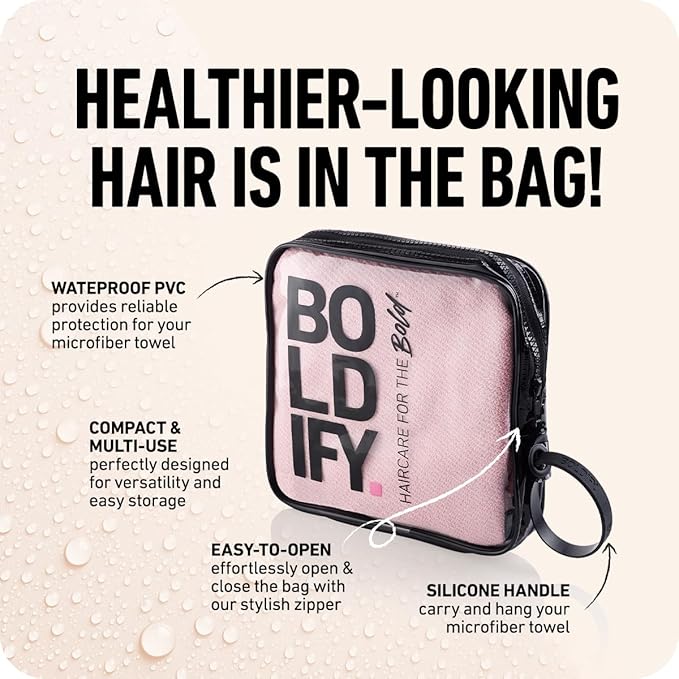 Boldify Quick Dry Microfiber Towel Wrap for Women - for Thin and Curly Hair - Anti Frizz Plopping Towel, Fast Drying Turban - Pink