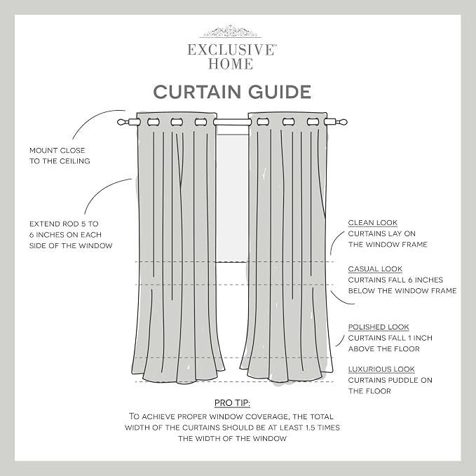 Exclusive Home Loha Linen Grommet Top Curtain Panel Pair, 54"x108", Beige
