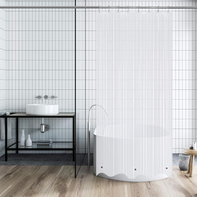 Mrs Awesome 48x78 Stall Shower Curtain Liner with 3 Magnets Clear PEVA 8G Thick & Heavy Duty Plastic Shower Curtain for Bathroom, Waterproof, 48 x 78 inches, Clear