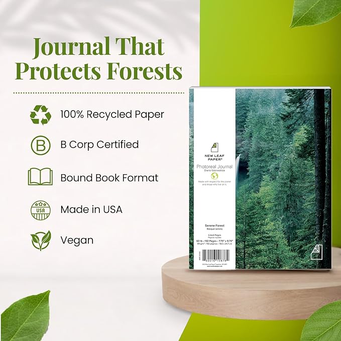 Photoreal Journal, Serene Forest, 9.75" x 7.75", 192 Pages - Lined, Seamless Photo Cover, 100% Post-Consumer Recycled Paper
