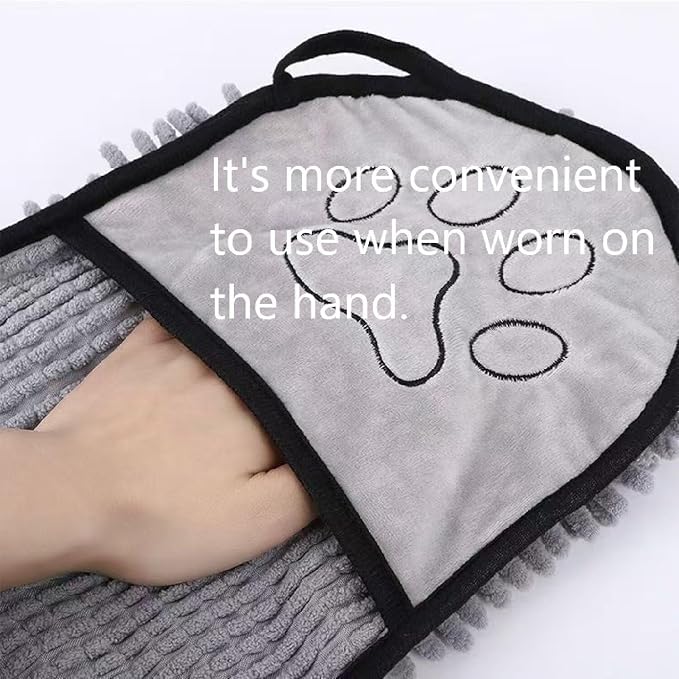 Dog Towel | Quick Dry Ultra Absorbent Microfiber Shammy | Extra Large 24.41x9.06 Dog Bath Towel with Hand Pockets | Dog Drying Towel for Dogs & Cats | Grey, Yellow, Blue (Yellow)