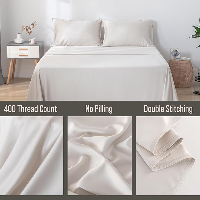 Bella Coterie | Luxury Bamboo Viscose King Size Pillowcase Set | 100% Organically Grown | Ultra Soft | Cooling | 2 Pcs [Vanilla Cream]