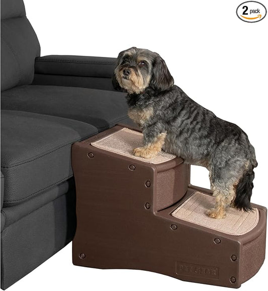 Pet Gear Easy Step II Pet Stairs, Espresso, 2 Step | For Cats/Dogs up to 150 Pounds, Portable, Removable Washable Carpet Tread, No Tools Required