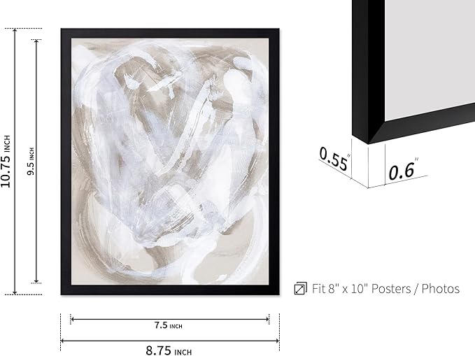 Monem Art Neutral Beige Abstract Brushstroke Painting Print - Scandinavian Minimalist Modern Art Poster - Wall Decor for Living Room or Bedroom - 8x10 Black Framed Wall Art by Mareike Bohmer