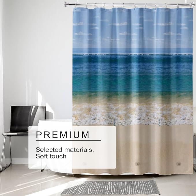 TIKABC Shower Curtain Liner, 4G PEVA Shower Liner, Plastic Waterproof Shower Curtains, 72x72 inch with Grommet Holes 3 Magnetic Weights