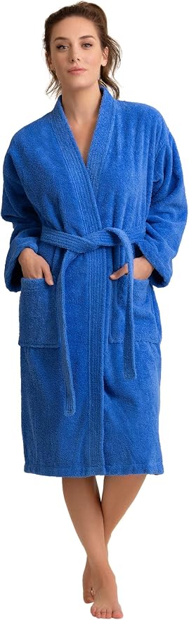 Women's Turkish Terry Kimono Style Bathrobe - 100% Cotton Robe for Women - Comfortable & Absorbent - Soft & Cozy Wear