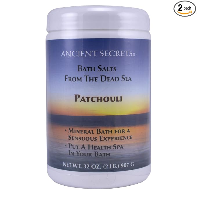 Ancient Secrets Mineral Baths, Aromatherapy Dead Sea, Patchouli, 32 oz (2 Lbs) 908 G (Pack of 2)