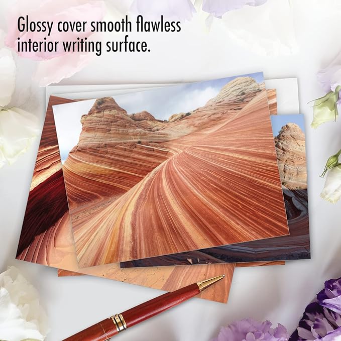 The Best Card Company - Box of 10 All Occasion Cards Blank (4 x 5.12 Inch) - Scenic Landscape Cards Assorted - Carved in Stone M1730BN