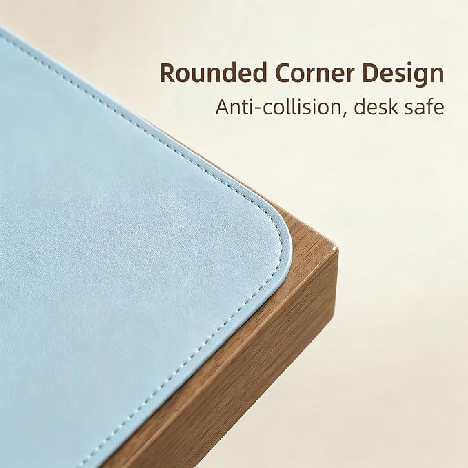 Leather Desk Pad Protector, Mouse Mat, Office Table Mat, Non-Slip PU Leather Desktop Blotter, Laptop Cover, Waterproof Writing Surface for Work and Home (Blue,19.5" x 47.5")