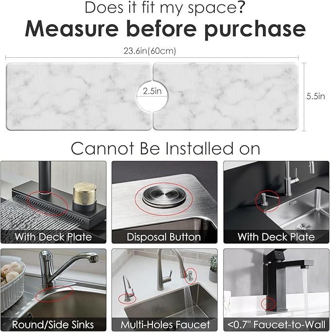 3 PCS Large Stone Dish Drying Mat for Kitchen Counter -24"x16" Absorbent Diatomaceous Earth Mat with Stone Faucet Mat & Soap Tray - Quick Dry, Collapsible, Non-Slip Countertop Organizer