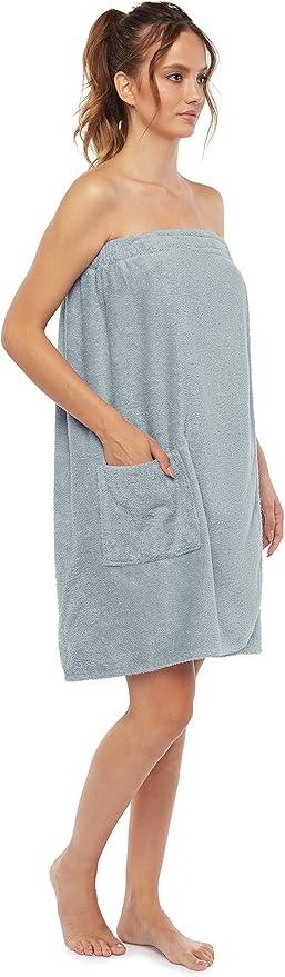 Arus Women's Bathrobe GOTS Certified Organic 100% Turkish Terry Cotton Robe Adjustable Closure Bath Wrap