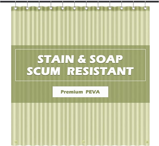 EHZNZIE Sage Shower Curtain Liner 72x72, PEVA Waterproof Bath Curtain, No Chemical Smell, 3 Weighted Magnets, Durable with Rustproof Metal Grommets
