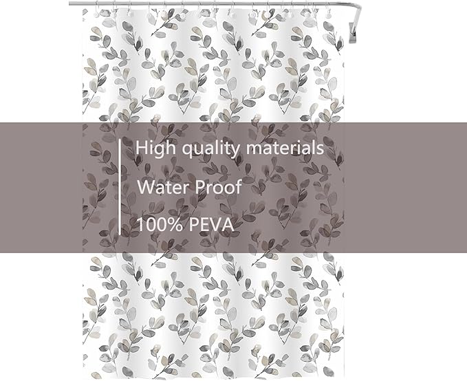 TIKABC Shower Curtain Liner, 4G PEVA Mimosa Shower Liner, Plastic Waterproof Shower Curtains, 72x72 inch with Grommet Holes 3 Magnetic Weights