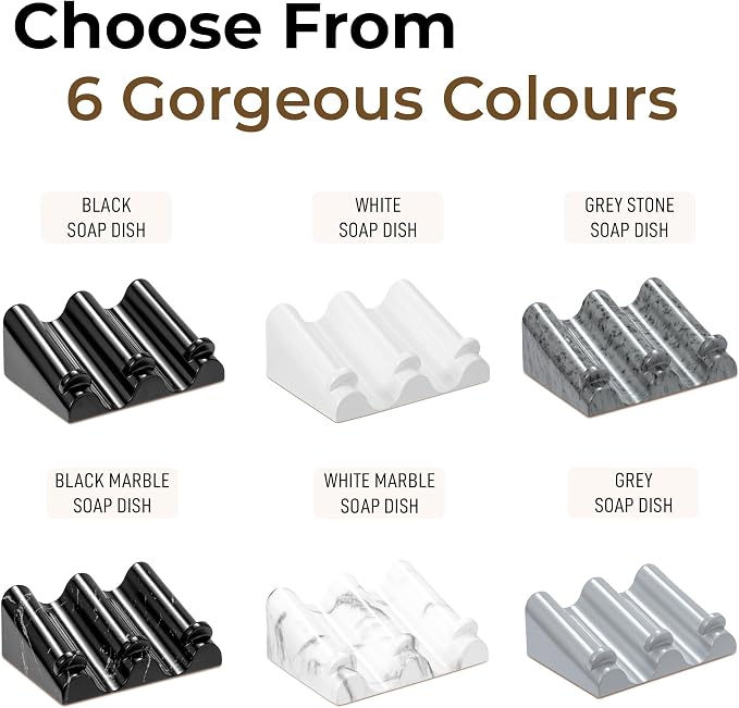 DOXOLOGY Gray Stone Marble Soap Dish Bathroom Organizer - Resin Soap Dish with Rectangular Design 3.7" L x 2.8" W - Self Draining Soap Dishes Keeps Countertop Neat - Marble Look Soap Tray for Sink