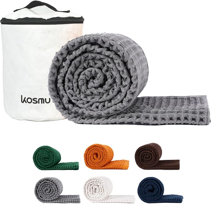Luxury Organic Japanese Cotton Waffle Bath Towel | Thick, Absorbent, Quick Dry Bathroom Towels for Shower, Sauna, Onsen| Hotel & Spa Quality, Gift-Ready (Smoke Grey, Bath Sheet, 67" x 34")
