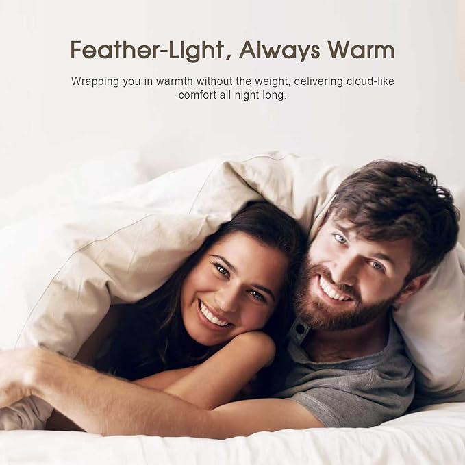 Cobnom® Feather and Down Fibres Comforter California King - 100% Organic Cotton, Quill-Free & Ethical, Luxury All Season Duvet Insert (White, 104x96 Inches)