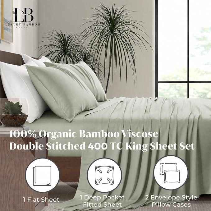 King Envelope Pillowcase Set | 100% Viscose | Organically Grown | Ultra Soft | Cooling | 2pcs [Willow]