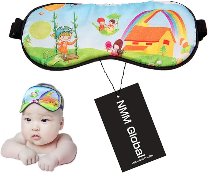 100% Natural Silk Sleep Eye Mask Kids, Cute Night Sleeping Mask with Adjustable Elastic Strap for Newborn (Baby Cute Child)