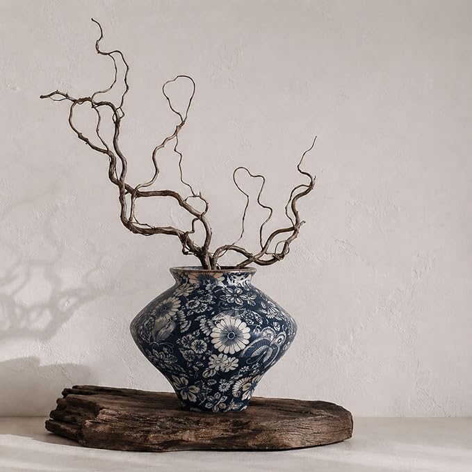 Wabi Sabi Rusty Vintage Vase, 6.3" Tall Wabi Sabi Decor Rustic Farmhouse Pottery Vase for Centerpiece, Textured Pottery Flower Vases for Home Decor, Table, Living Room, Bathroom, Kitchen (6.3 in)