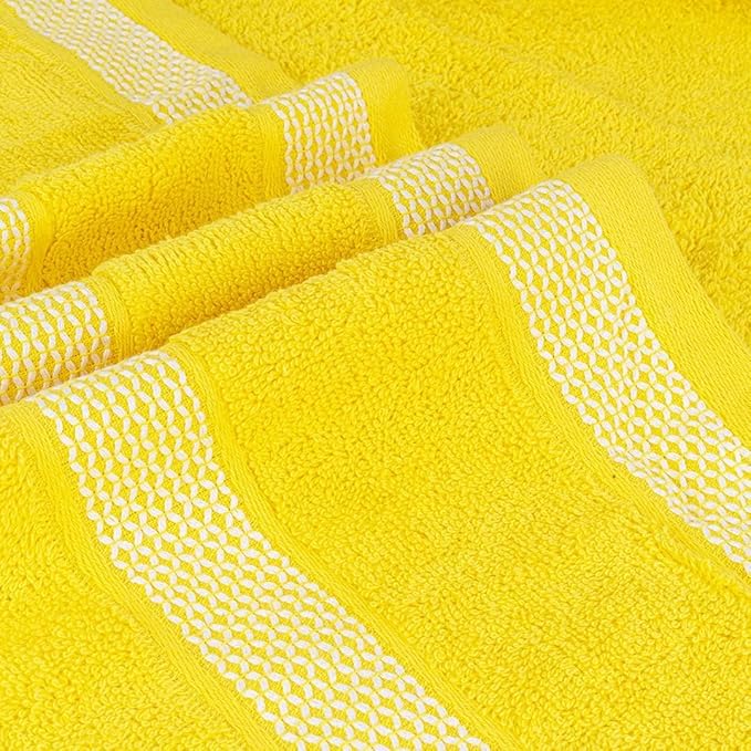 CASA COPENHAGEN Solitaire 6Pcs 100% Egyptian Cotton Large Designer Towels Gift Set- Light Yellow, 600GSM, 2Bath 2Hand 2Washcloths, Bath Towels for Bathroom Set for Women & Men