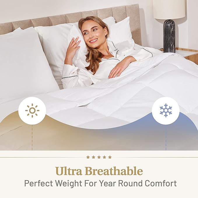 Down Alternative Comforter King Size - Fluffy Duvet Insert - Premium Plush All Season - Luxury Breathable Hotel Cooling Comforter - King, White, 104x86 inches - Comes Compressed Packaging