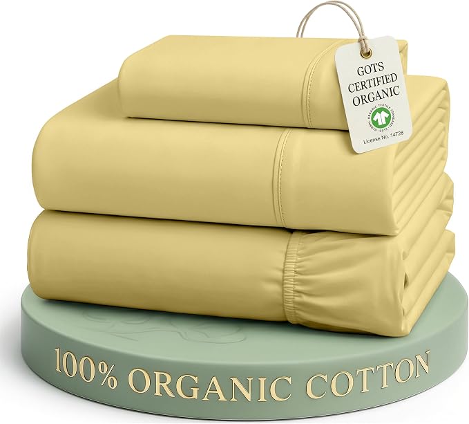 LANE LINEN Twin Bed Sheet Set 100% Organic Cotton Percale Cooling - Cocoon | Twin Sheets In 100% Organic Cotton Percale - Honest-Price Organic Quality, Crisp, Cool & Breathable, For Hot Sleepers